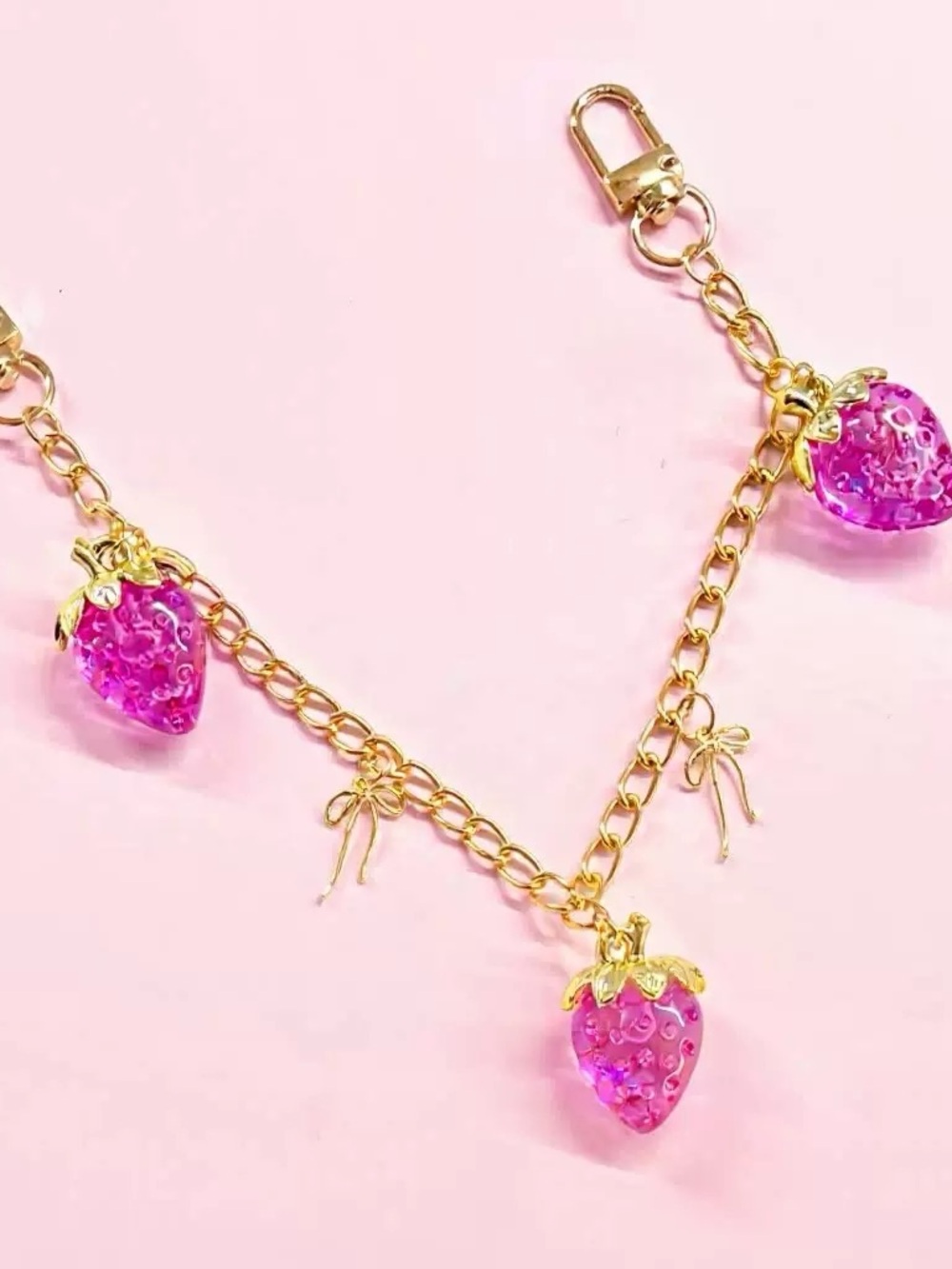 Pink Strawberry Bag Charms